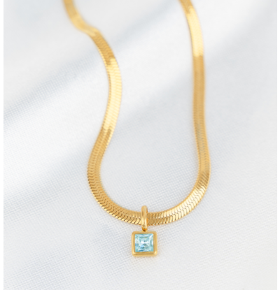 KAYA sieraden Platte Ketting met Geboortesteen