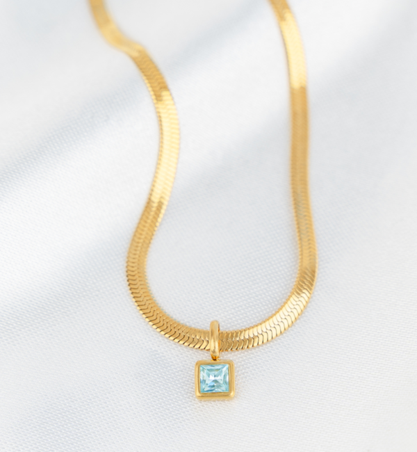 KAYA sieraden Platte Ketting met Geboortesteen | Stainless Steel