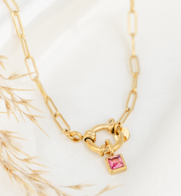KAYA sieraden Schakelketting met Geboortesteen | Stainless Steel