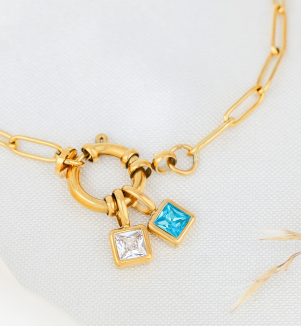 KAYA sieraden Two Birthstone Link Bracelet | Stainless Steel