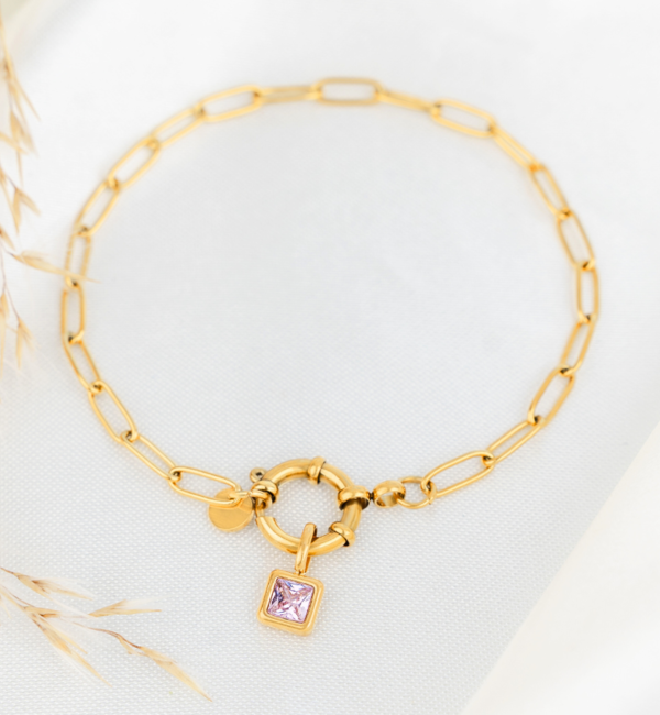 KAYA sieraden Link Bracelet with Round Clasp 'Nova Perola' - Choose your Charms | Stainless Steel - Copy