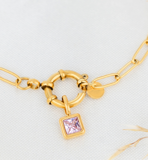 KAYA sieraden Link Bracelet with Round Clasp 'Nova Perola' - Choose your Charms | Stainless Steel - Copy