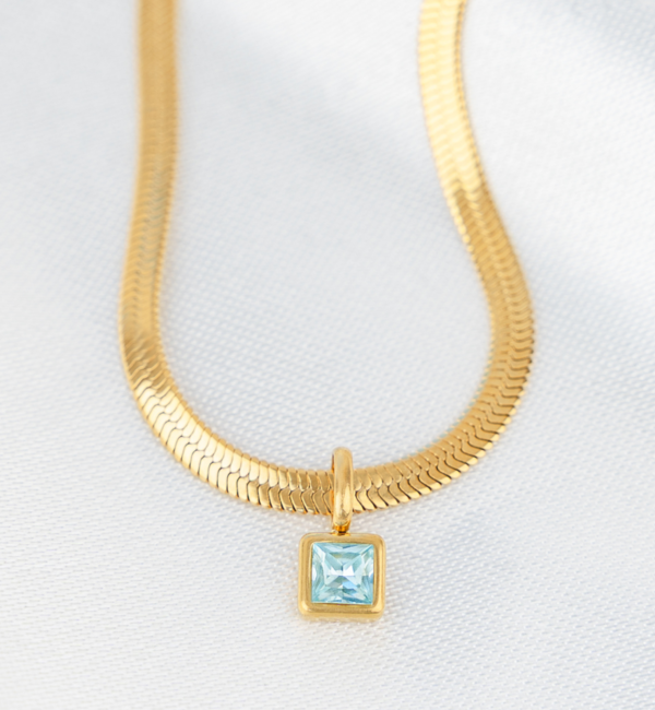 KAYA sieraden Platte Ketting met Geboortesteen | Stainless Steel