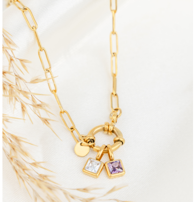 KAYA sieraden Schakelketting met Twee Geboortesteen