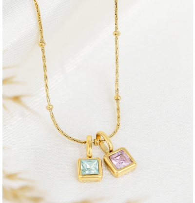 KAYA sieraden Necklace with two birthstones ‘Mini Balls’ | Stainless Steel