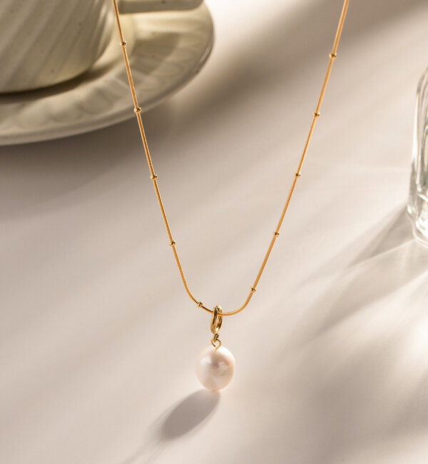 KAYA sieraden Bolletjes Ketting met Parel | Stainless Steel