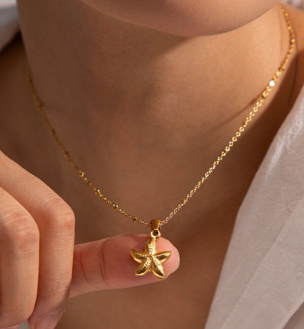 KAYA sieraden Bolletjes Ketting met Zeester| Stainless Steel