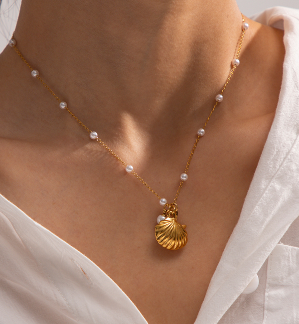 KAYA sieraden Ketting met Bedels  ' Pearl Vibes' | Stainless Steel