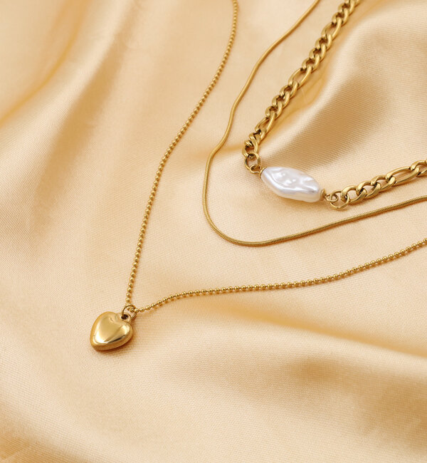 KAYA sieraden Drie Statement Ketting ' Blue Lagoon' | Stainless Steel