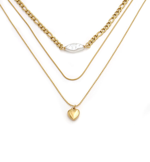 KAYA sieraden Drie Statement Ketting ' Blue Lagoon' | Stainless Steel
