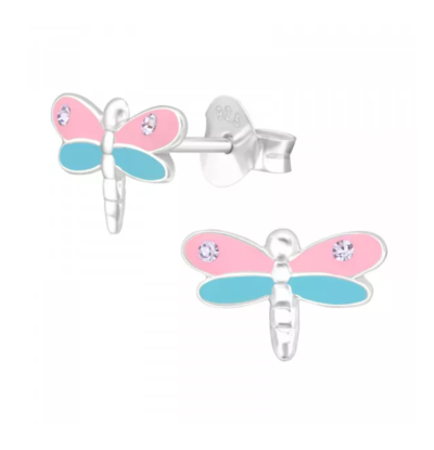 KAYA sieraden Silver children’s earrings ‘Dragonfly with Crystal’