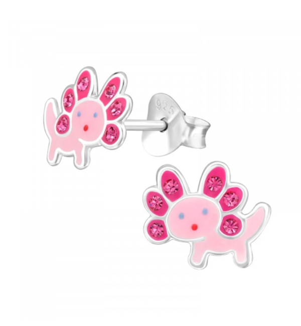 KAYA sieraden Zilveren Kinderoorbellen 'Salamander met kristallen'