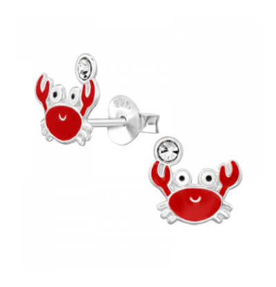 KAYA sieraden Silver children’s earrings ‘Crab’ with crystal