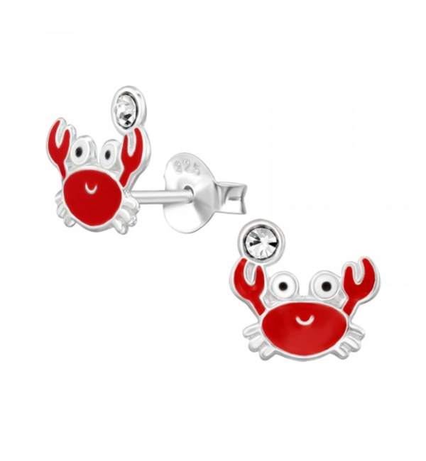 KAYA sieraden Zilveren Kinderoorbellen 'Krab met Kristal'