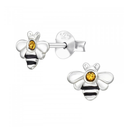 KAYA sieraden Children's earrings 'Little Bee with Crystals'
