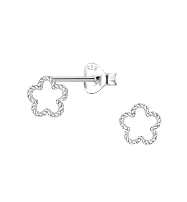 KAYA sieraden Silver Children's Earrings 'Open Flower'