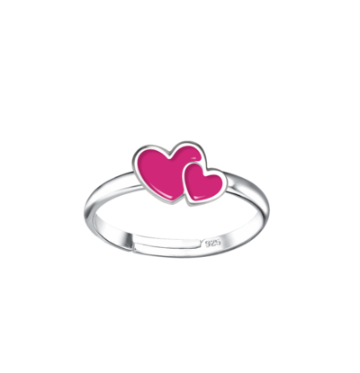 KAYA sieraden Silver children’s ring Two Hearts