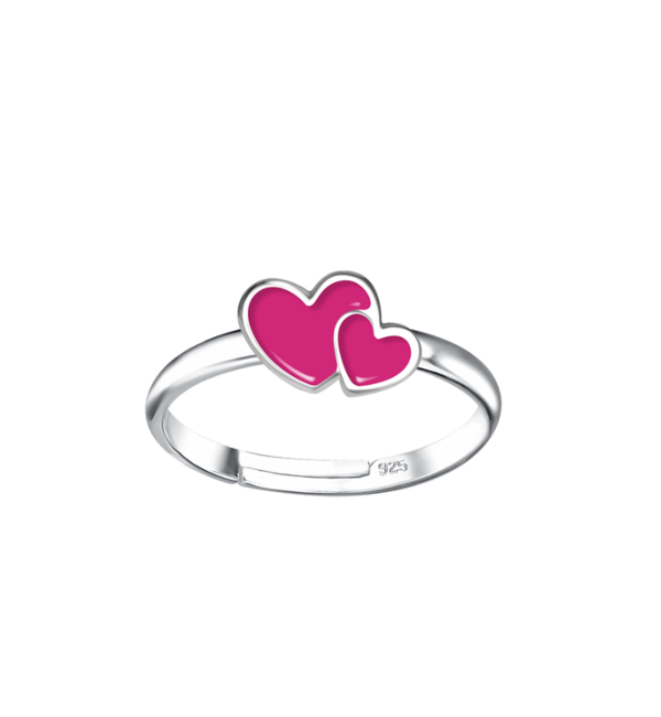 KAYA sieraden Zilveren Kinderring Two Hearts
