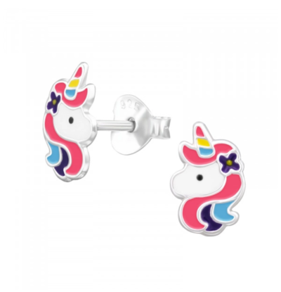 KAYA sieraden Silver children’s earrings ‘Rainbow Unicorn’