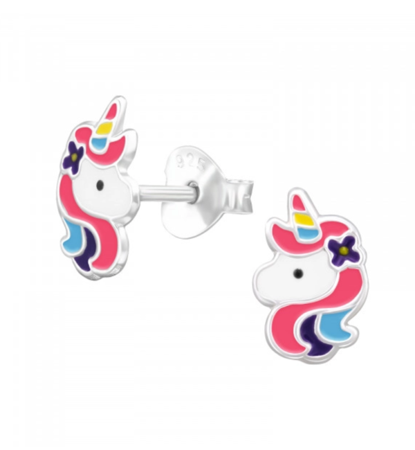 KAYA sieraden Silver Children's Earrings 'Glitter Rainbow Unicorn' - Copy