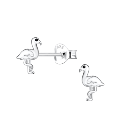 KAYA sieraden Children's earrings 'Silver Flamingo'