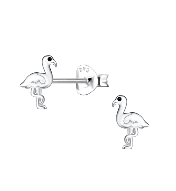 KAYA sieraden Silver Children's Earrings 'Silver Flamingo'