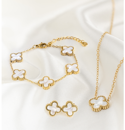 KAYA sieraden Klaver Sieraden Set | Parelmoer