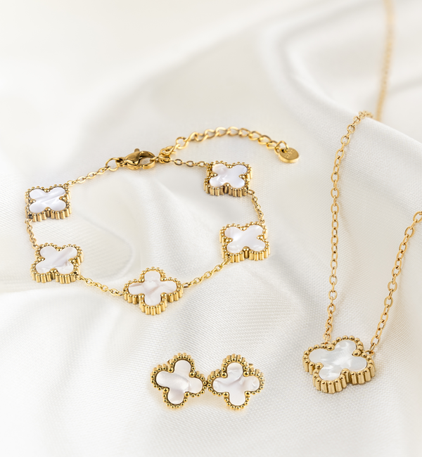KAYA sieraden Klaver Sieraden Set | Parelmoer
