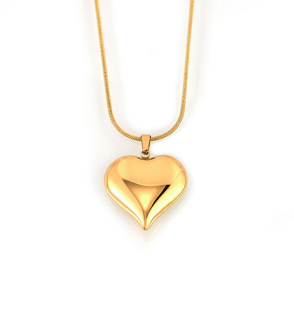 KAYA sieraden Chubby Heart Necklace 'Queen of Drama' | Stainless Steel Gold