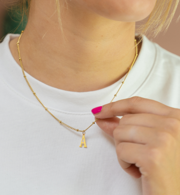 KAYA sieraden Moeder en Dochter Kettingen Set met Letter |  Stainless Steel