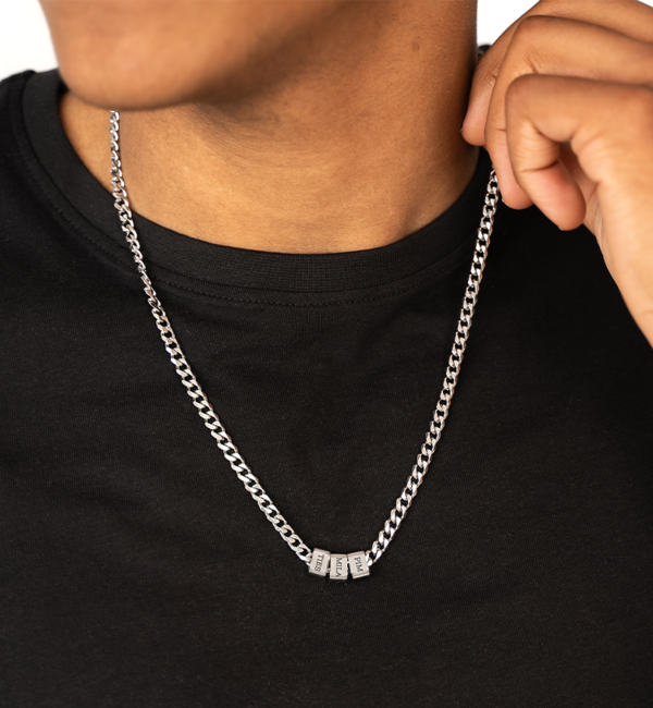 Sieraden Men’s chain necklace Gourmet with 3 names | Stainless Steel