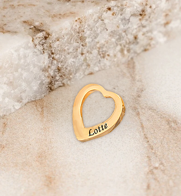 KAYA sieraden Loose engraved heart charm | Stainless Steel