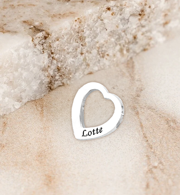 KAYA sieraden Loose engraved heart charm | Stainless Steel