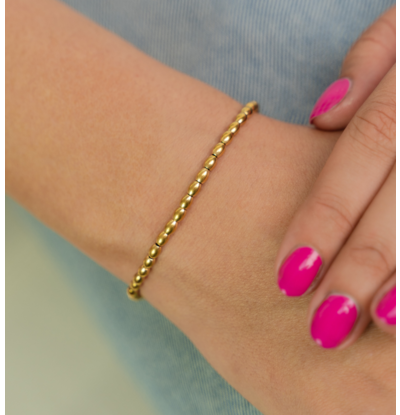 KAYA sieraden Stretch armband  stainless kralen 'Golden Pearls'  I Small