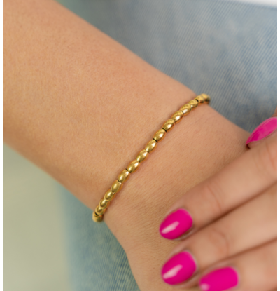 KAYA sieraden Stretch armband  stainless kralen 'Golden Pearls'  I Medium
