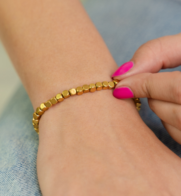 KAYA sieraden Armband Dames 'Golden Blocks' Medium | Stainless Steel