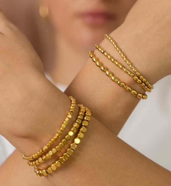 KAYA sieraden Bracelet Ladies 'Golden Blocks' Large | Stainless Steel