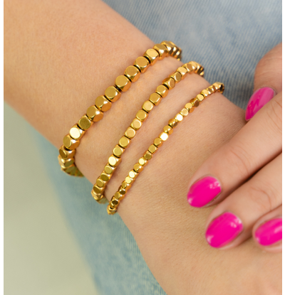KAYA sieraden Armband  Set Dames  'Golden Blocks'