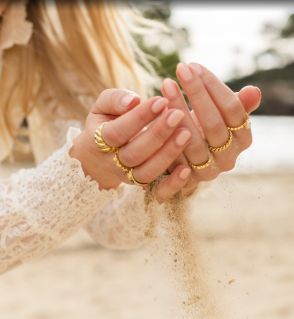 KAYA sieraden Verstelbare Ring Wit Parels 'Nova Pérola' | Stainless Steel
