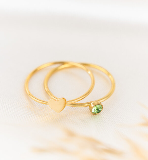 KAYA sieraden Ringen Set met Geboortestenen | Verguld