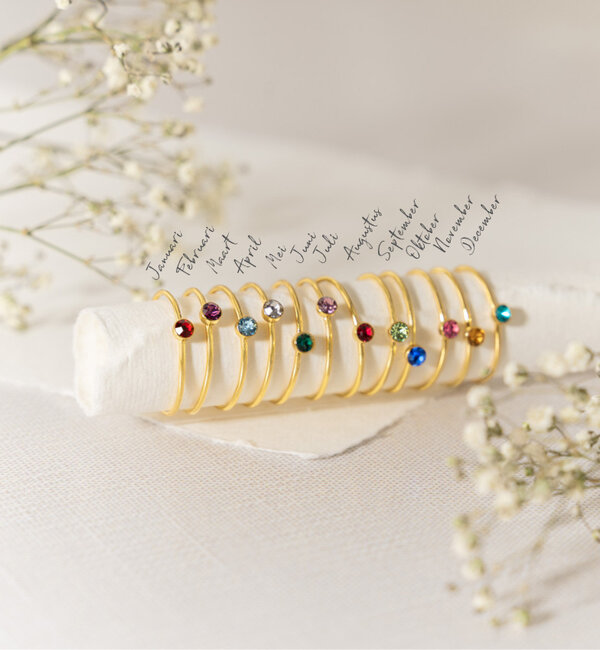 KAYA sieraden Ringen Set met Geboortestenen | Verguld