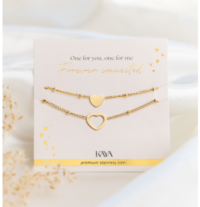 KAYA sieraden Zussen kettingen set twee hartjes