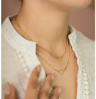 KAYA sieraden Mother & Daughter necklace set two hearts | Stainless Steel