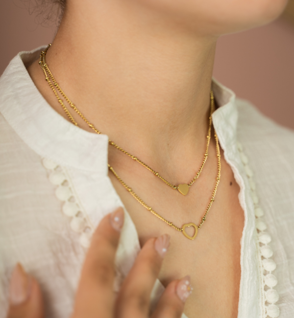 KAYA sieraden Moeder & Dochter  kettingen set twee hartjes | Stainless Steel