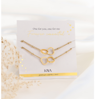 KAYA sieraden Moeder Dochter armbandset Hartjes