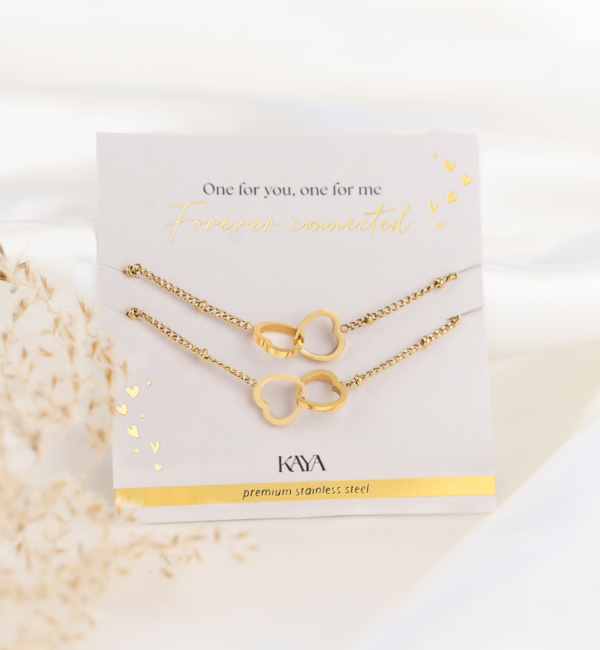 KAYA sieraden Sisters Bracelet Set Connected Heart | Stainless steel  - Copy