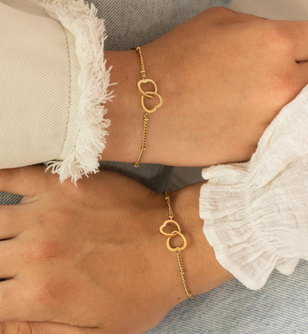 KAYA sieraden Moeder Dochter armbandset Hartjes | Stainless steel