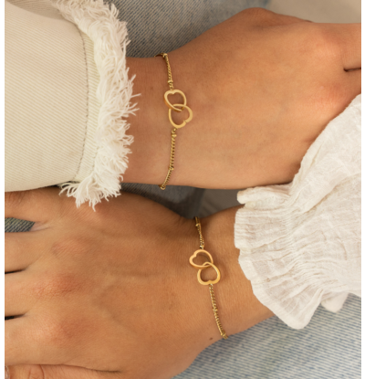 KAYA sieraden Sisters Bracelet Set Connected Heart   - Copy