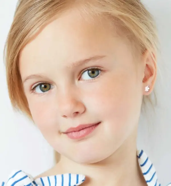 KAYA sieraden Kinderoorbellen 'Unicorn' met Lichtroze Manen