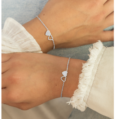 KAYA sieraden Moeder & Dochter armbanden set  twee hartjes